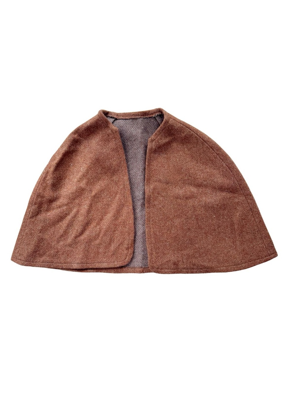 Vintage 80s Brown Wool Capelet, Bolero, Cape One Size
